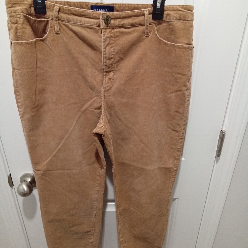 Talbots Plus Size 14 High Rise Jegging Ankle Tan Corduroy Pants